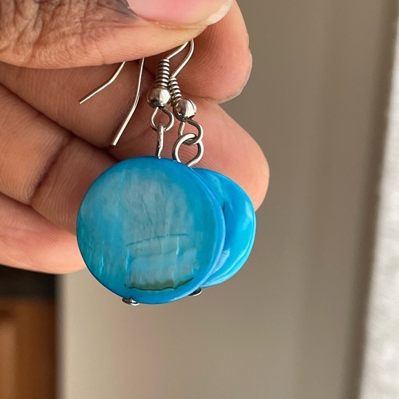 Light Blue Clay Dangle Earrings - Picture 2 of 4